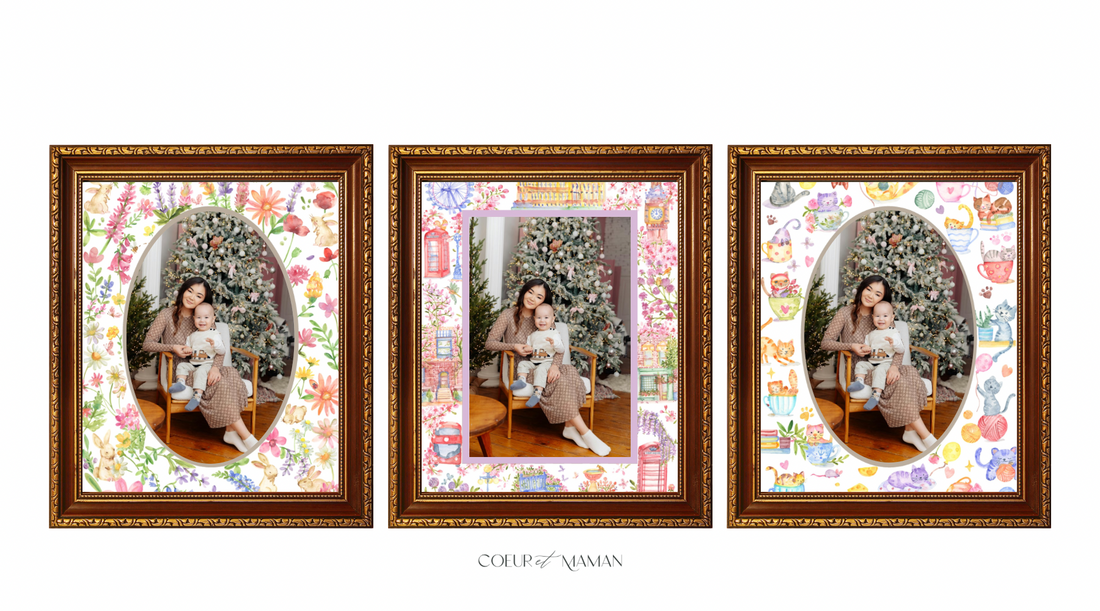 BluebellArts floral mount board by Coeur et Maman featuring whimsical watercolour florals and festive charm. The ultimate luxury heirloom Christmas gift