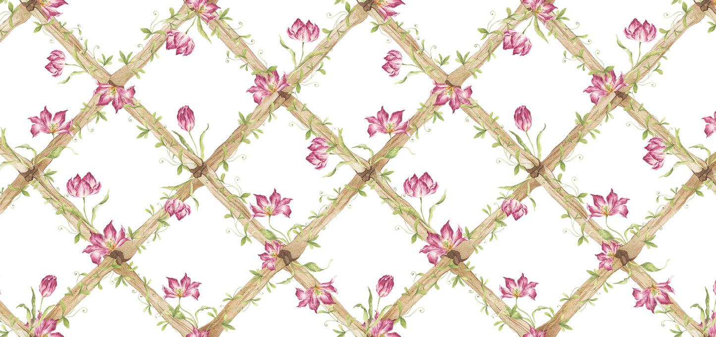 BambooTrellisBorder__Tiger Tulips