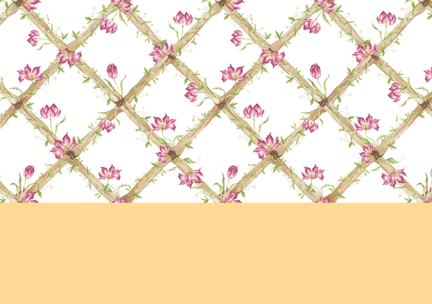 BambooTrellisBorder__Tiger Tulips