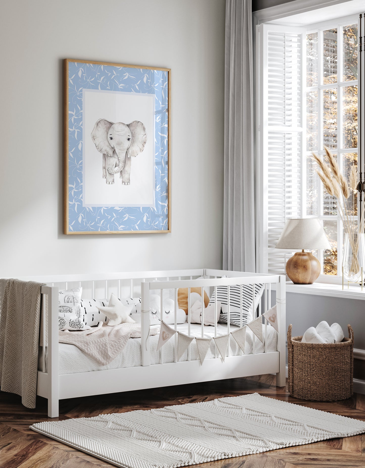 Botanical__Blue__Rectangle_Elephant
Blue botanical picture frame mat board with delicate trailing botanicals; perfect for framing baby boy photos, heirloom nursery prints, or family artwork — a thoughtful gift for baby showers, christenings, or birthdays.