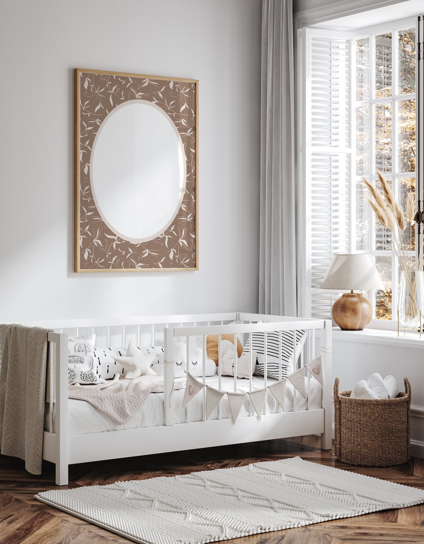Botanical__Brown__Oval
Brown botanical picture frame mat board with classic botanical detailing; perfect for neutral nursery décor, woodland-inspired art, or timeless family photos — a versatile gift for baby showers, birthdays, or christenings.