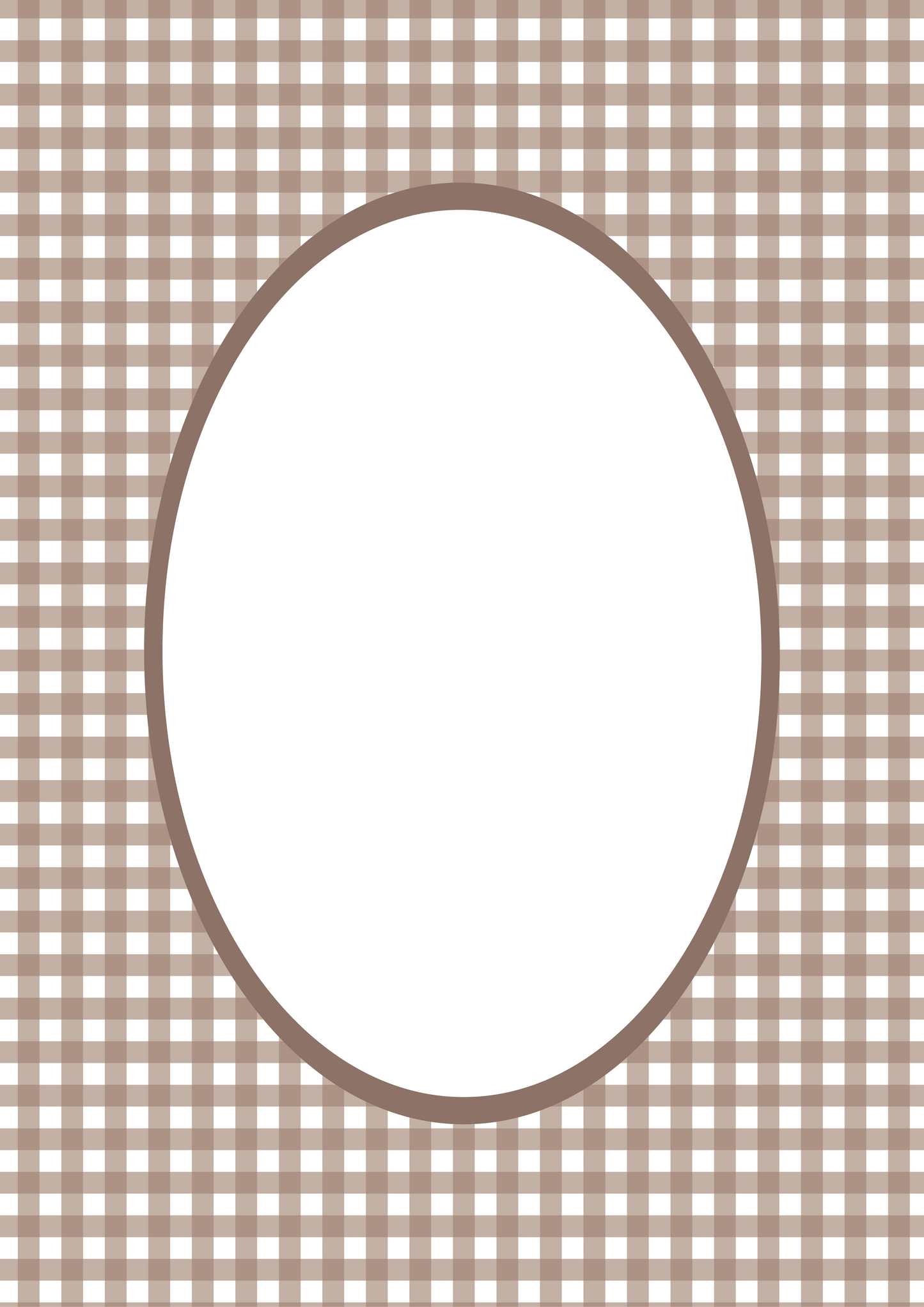 Gingham Photo Mount - picture frame passepartout - oval aperture - Coeur et Maman
