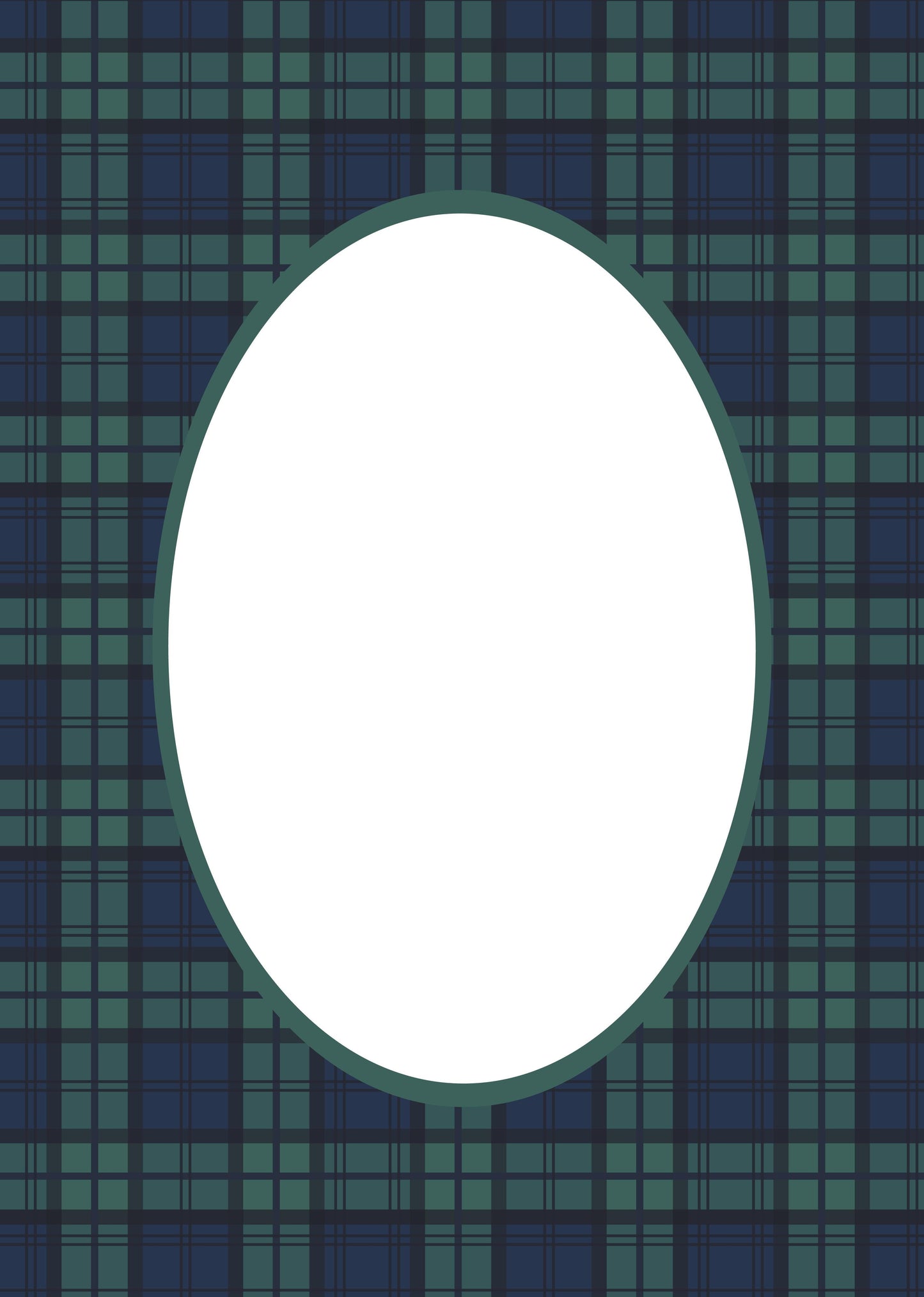 Black Watch Tartan Photo Mount - picture frame passepartout - oval aperture - Coeur et Maman