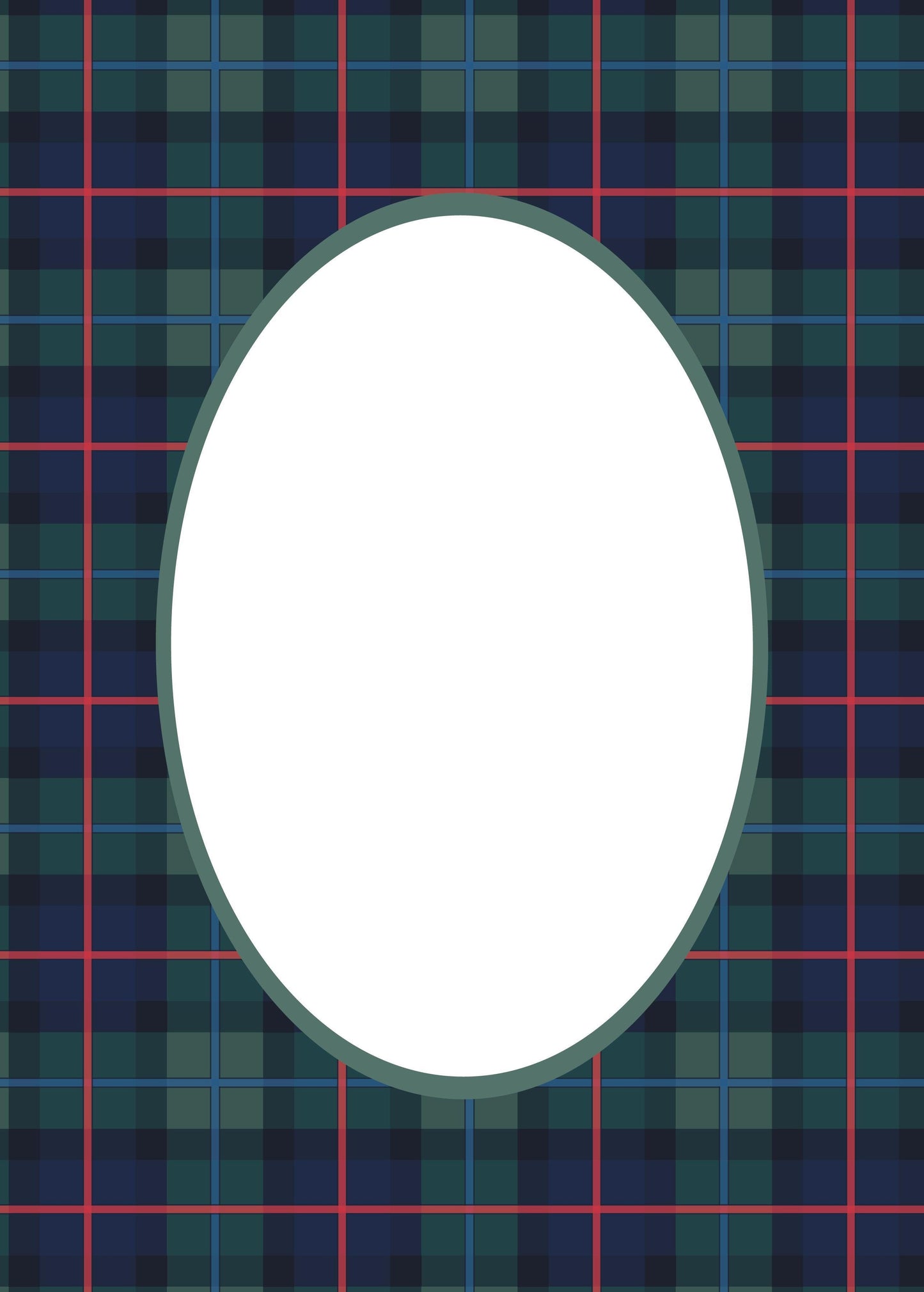 Campbell of Cawdor Tartan Photo Mount - picture frame passepartout - oval aperture - Coeur et Maman
