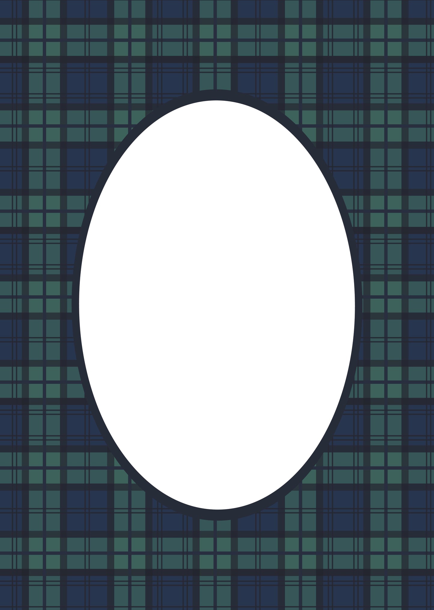 Black Watch Tartan Photo Mount - picture frame passepartout - oval aperture - Coeur et Maman