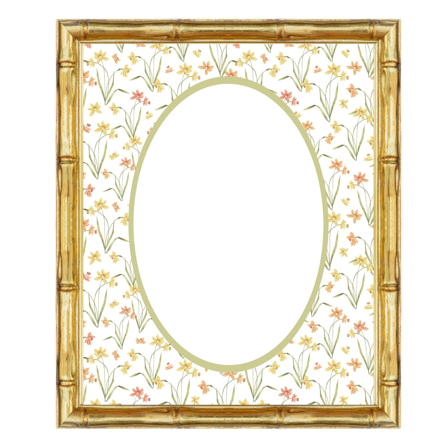 Floral__Green__Oval
Floral picture frame mat board featuring hand-illustrated daffodils in soft orange and yellow; perfect for spring nursery décor, Easter photos, or cheerful family prints — a meaningful gift for baby showers, christenings, birthdays, or baby’s first Easter.