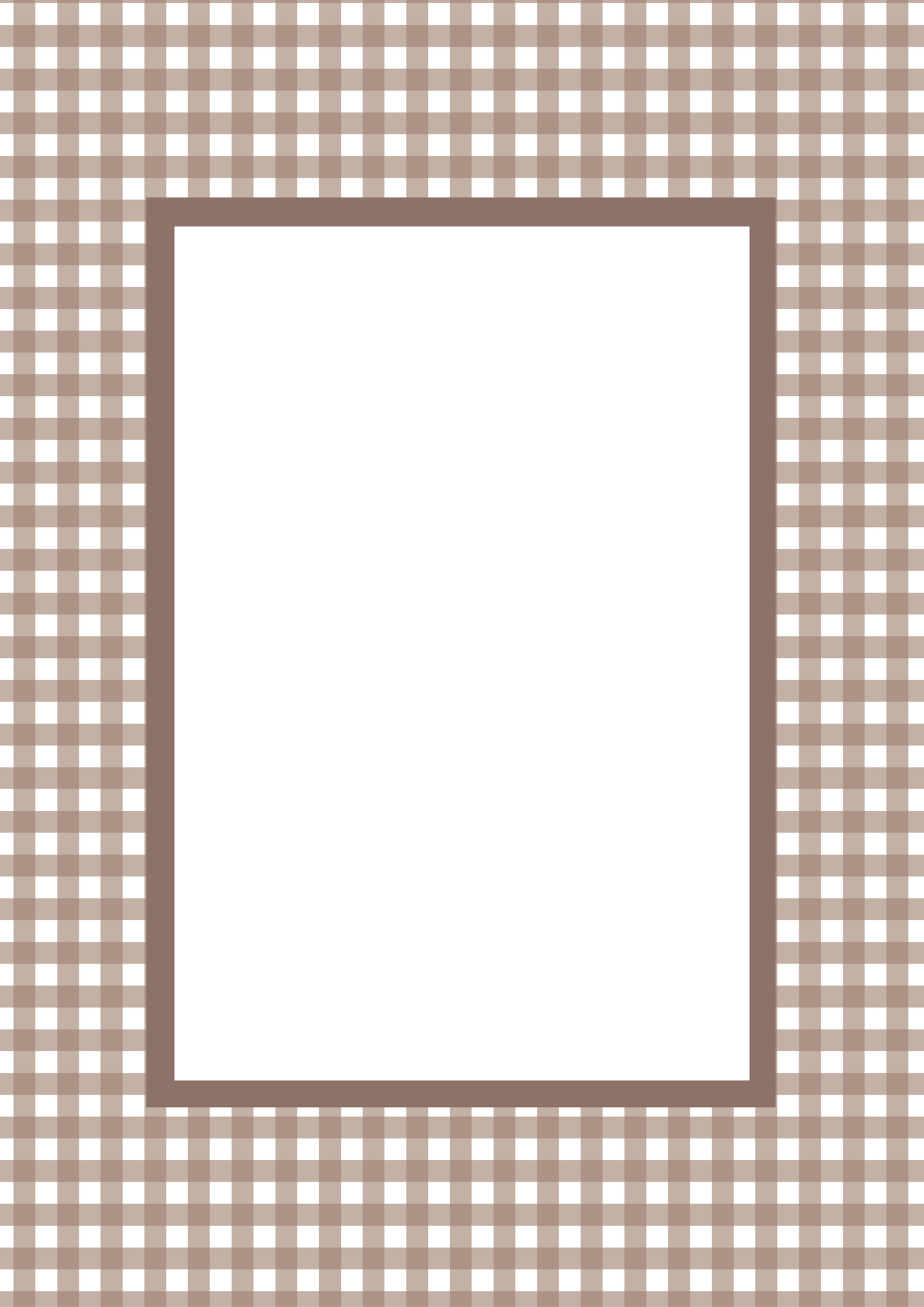 Gingham__Brown__Rectangle
Brown gingham picture frame mat board with warm check pattern; perfect for neutral nursery décor, woodland-themed prints, or timeless family photos — a versatile gift for christenings or classic interiors.