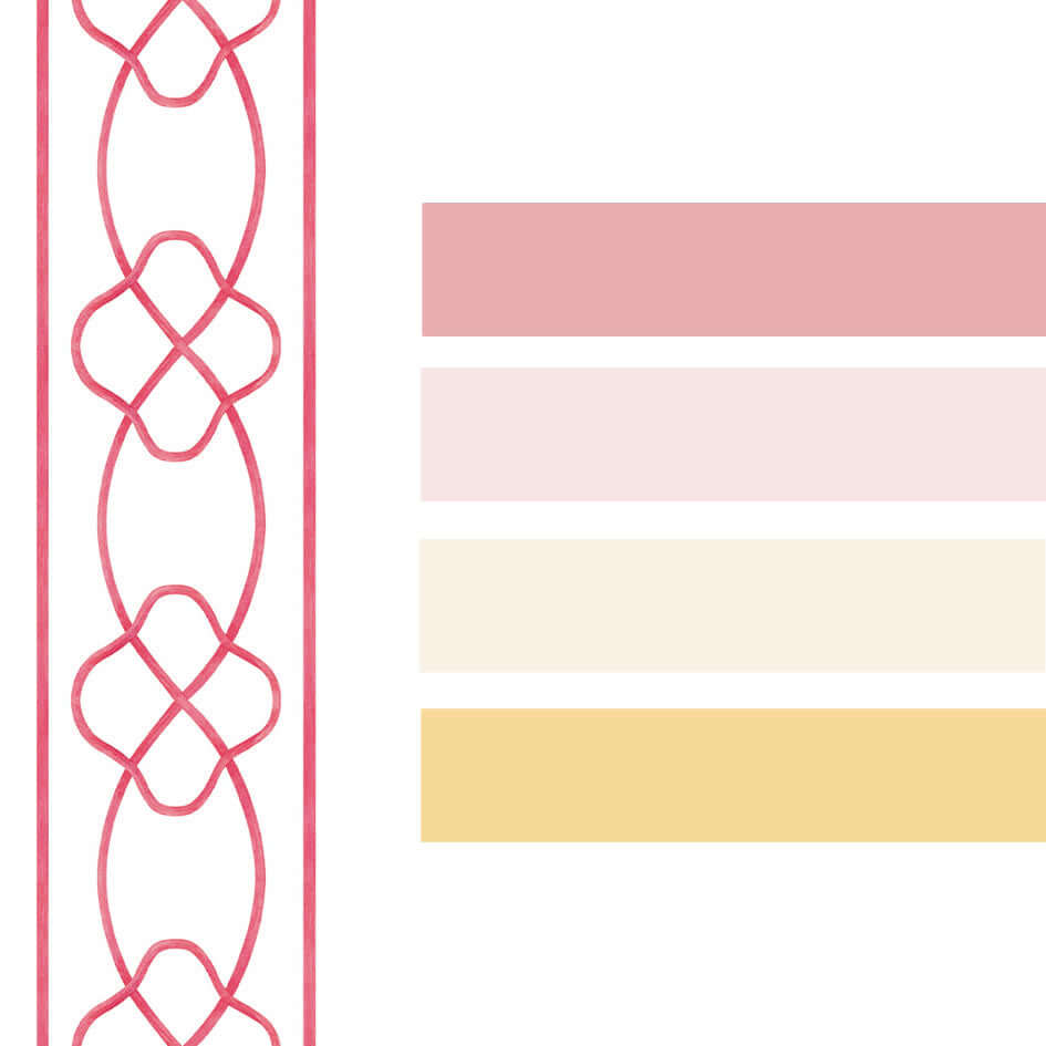 MarlowBorder__Coral
Marlowe coral wallpaper border featuring a timeless looped pattern—designed for grandmillennial and traditional interiors, and perfect for gifting at baby showers, christenings, birthdays, and special baby milestones.