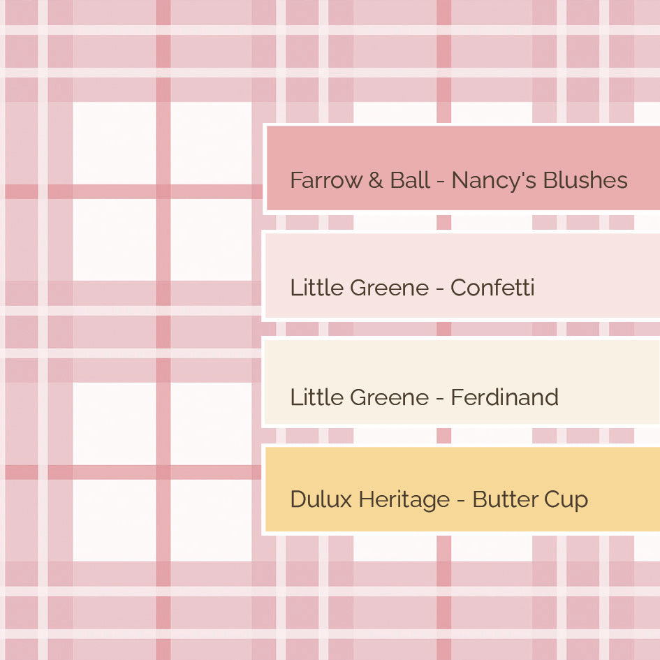 TartanBorder__Coral
Coral tartan wallpaper border in a timeless heritage check - perfect for grandmillennial and traditional interiors, and a thoughtful gift for baby showers, christenings, birthdays, and other baby milestones.