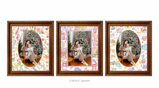 BluebellArts floral mount board by Coeur et Maman featuring whimsical watercolour florals and festive charm. The ultimate luxury heirloom Christmas gift