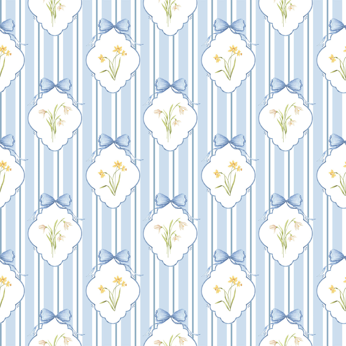 Snowdrops Bold Pintstripe Accent Wallpaper