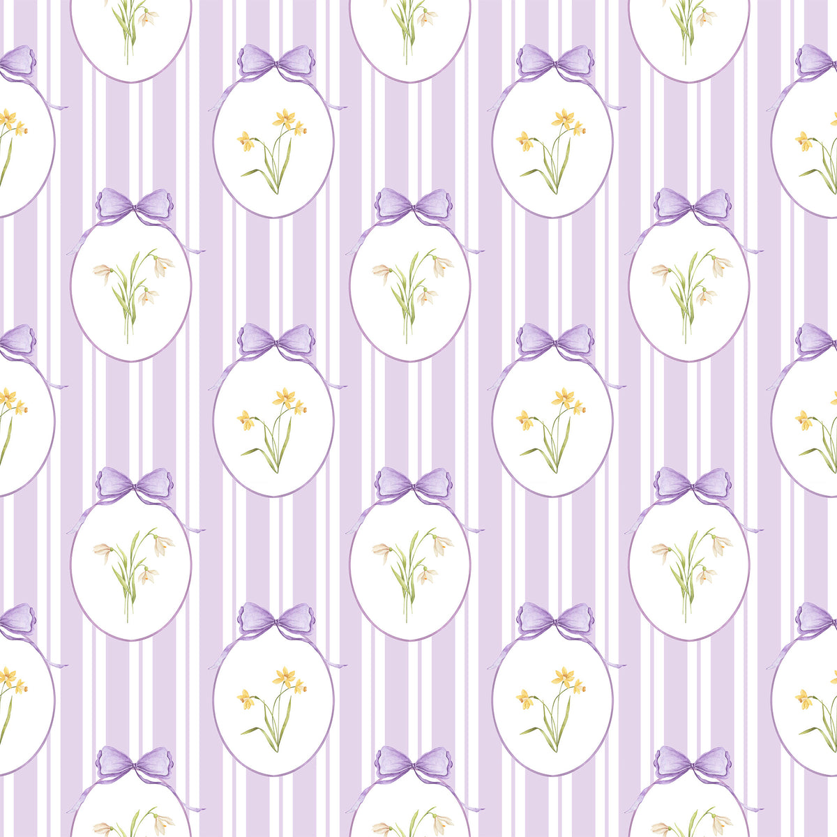 Snowdrops Pinstripe Accent Wallpaper