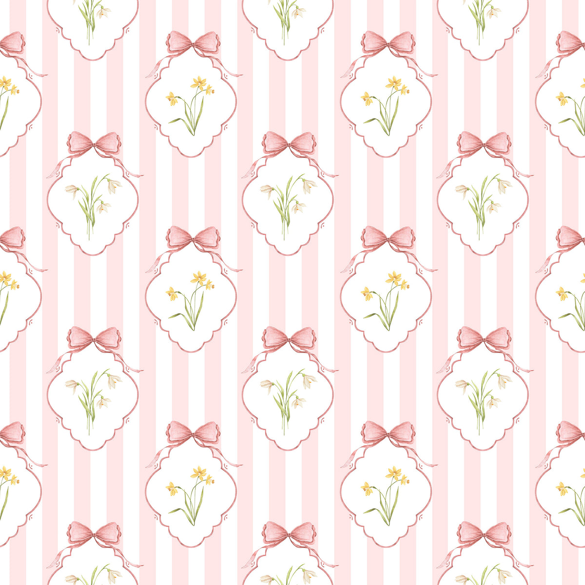 Snowdrops Heritage Stripe Wallpaper