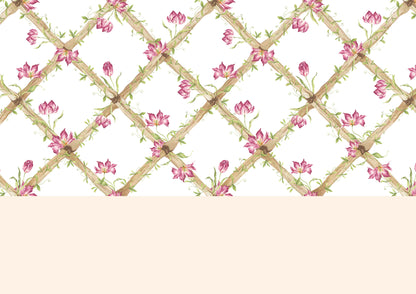 BambooTrellisBorder__Tiger Tulips
