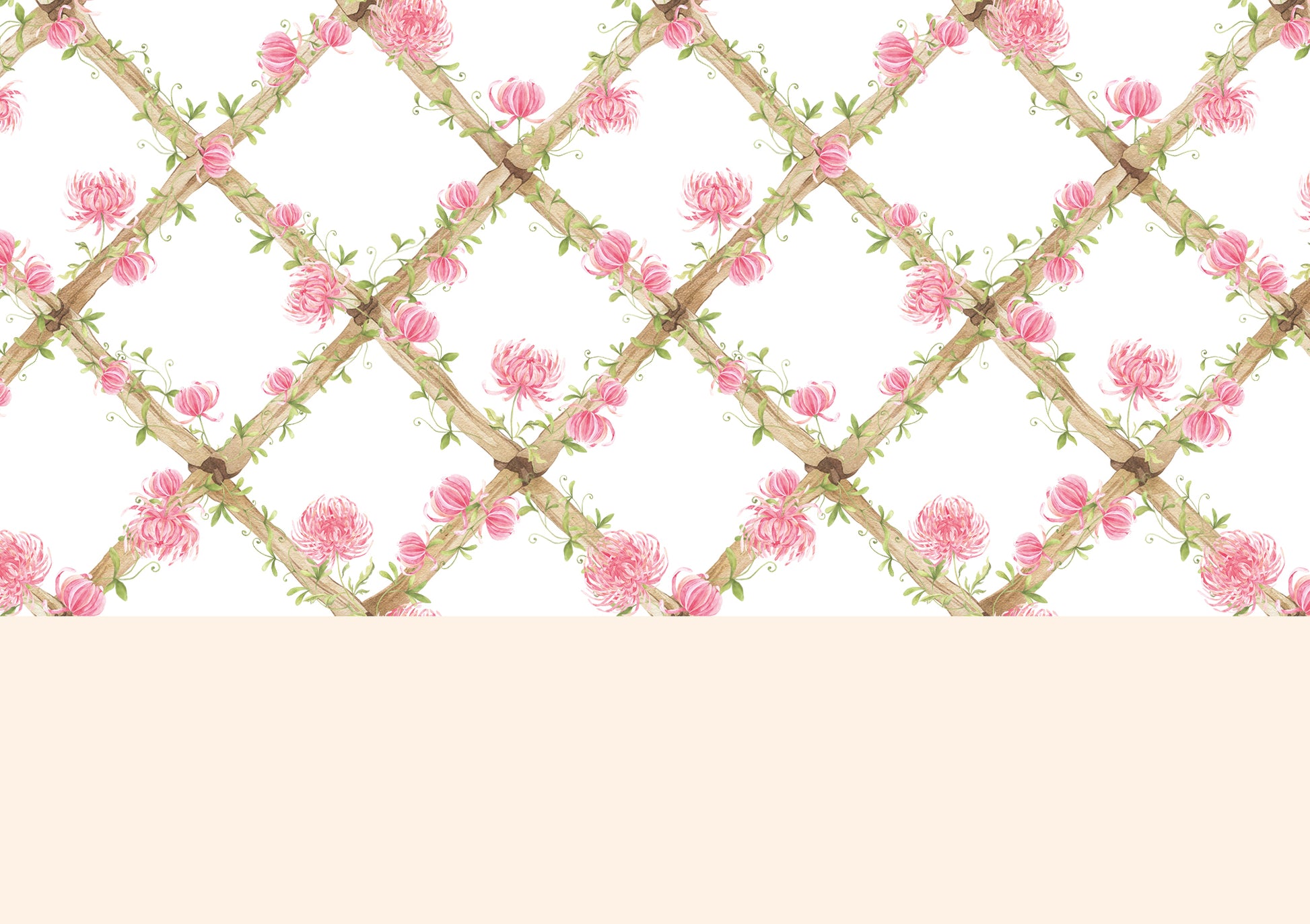 BambooTrellisBorder__chrysanthemums