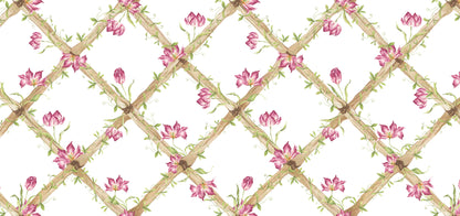 BambooTrellisBorder__Tiger Tulips