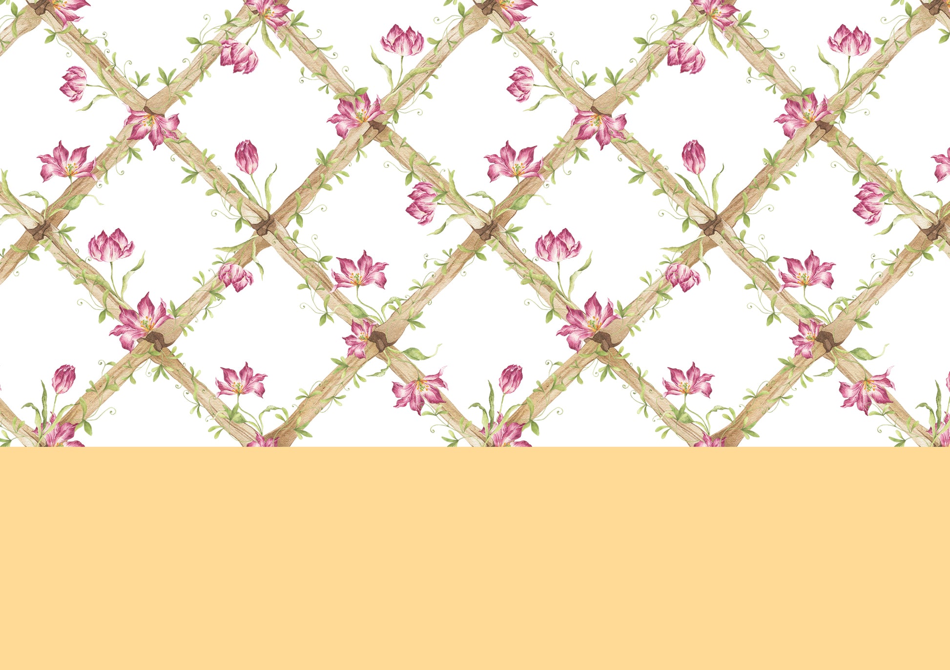 BambooTrellisBorder__Tiger Tulips