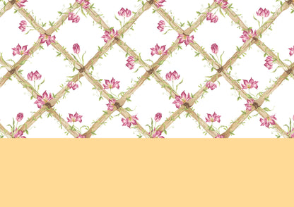 BambooTrellisBorder__Tiger Tulips