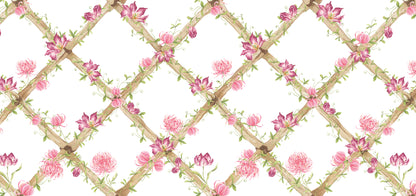 BambooTrellisBorder__chrysanthemums & tiger tulips