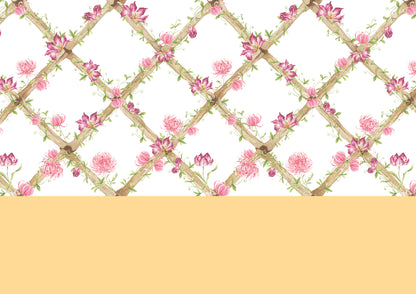 BambooTrellisBorder__chrysanthemums & tiger tulips