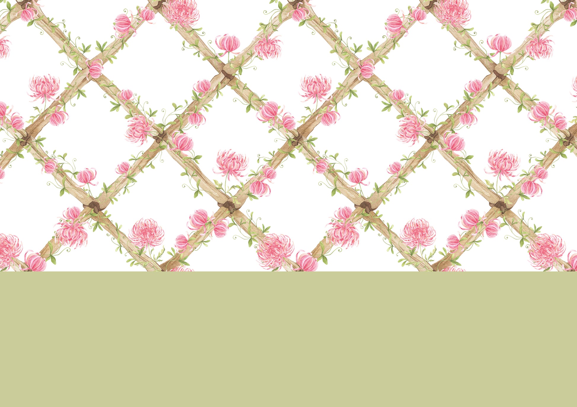 BambooTrellisBorder__chrysanthemums
