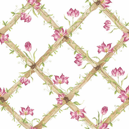 BambooTrellisBorder__Tiger Tulips