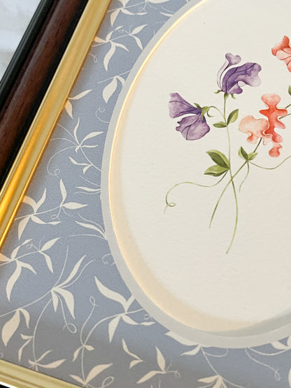 Blue Oval Botanical Patterned Photo Mat