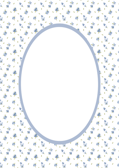 Blue Oval Floral Photo Mat