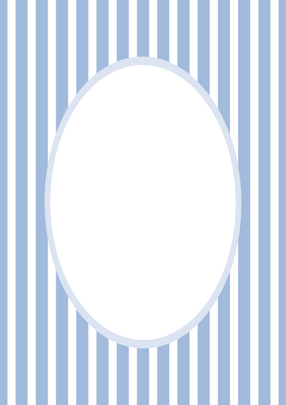 Blue Oval Medium Stripes Picture Photo Mat