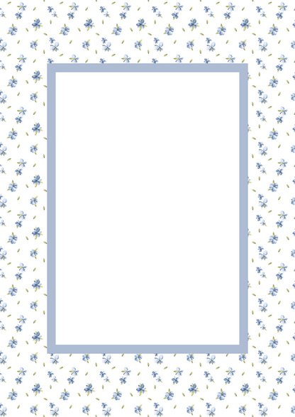Blue Rectangular Floral Photo Mat