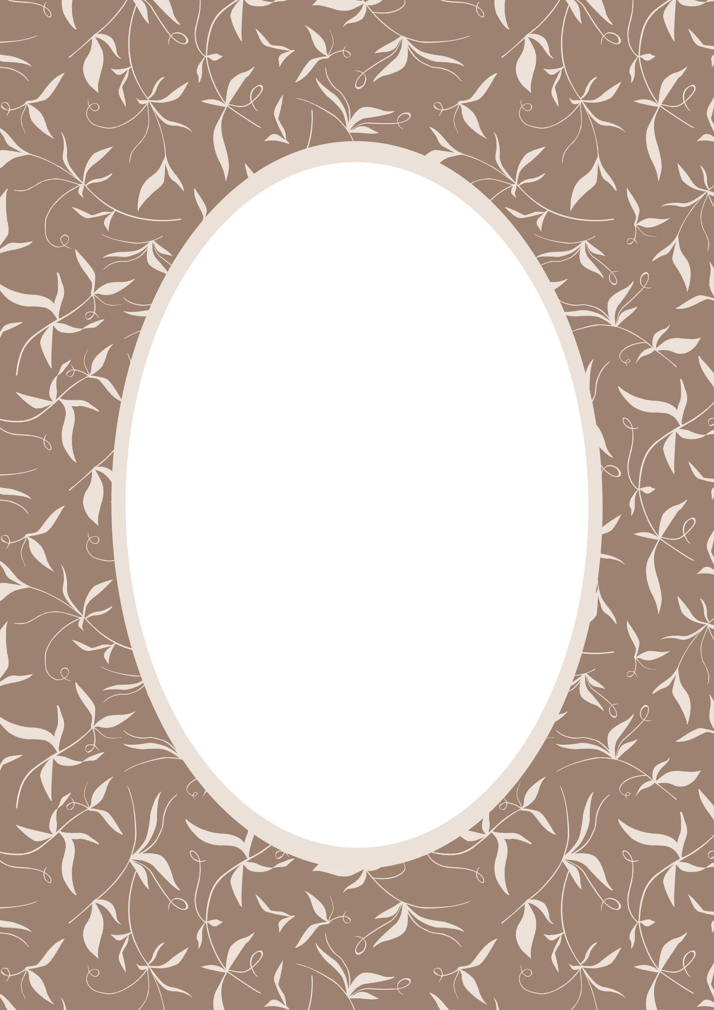 Brown Oval Botanical Patterned Photo Mat