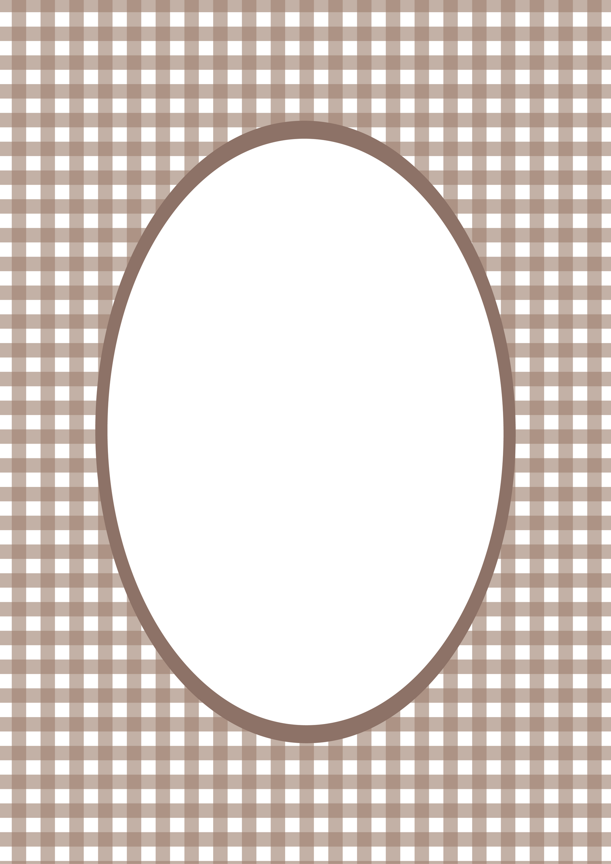 Brown Oval Gingham Photo Mat