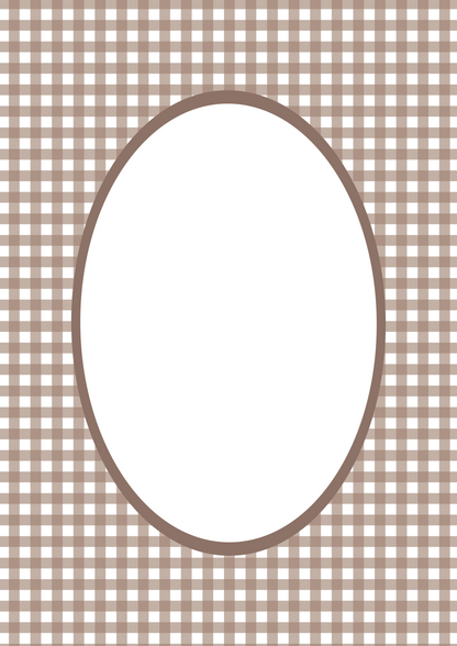 Gingham Photo Mount - picture frame passepartout - oval aperture - Coeur et Maman