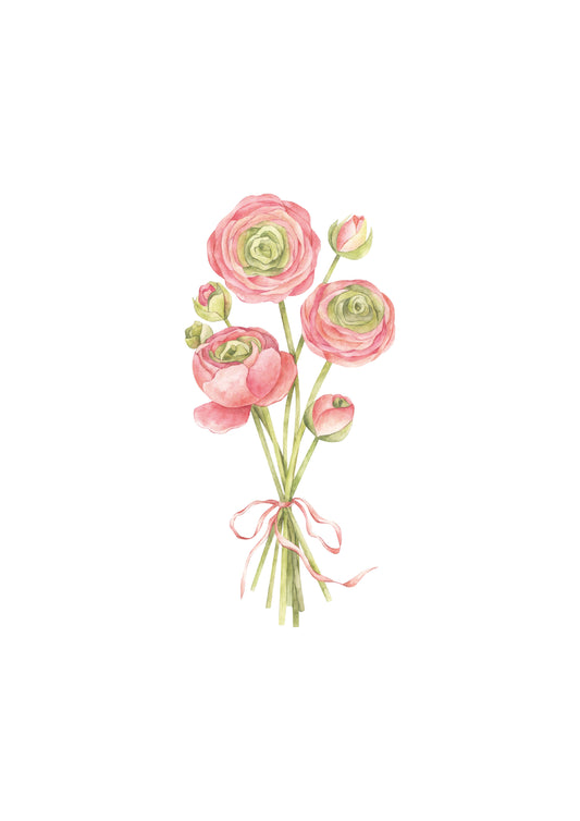 CORAL RANUNCULUS NURSERY ART PRINT