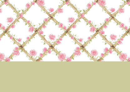 Chrysanthemums Bamboo Trellis Wallpaper Border
