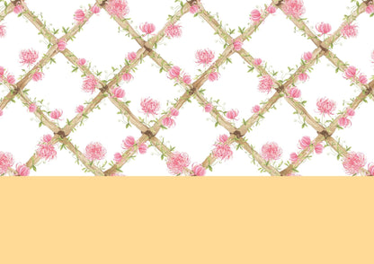 Chrysanthemums Bamboo Trellis Wallpaper Border