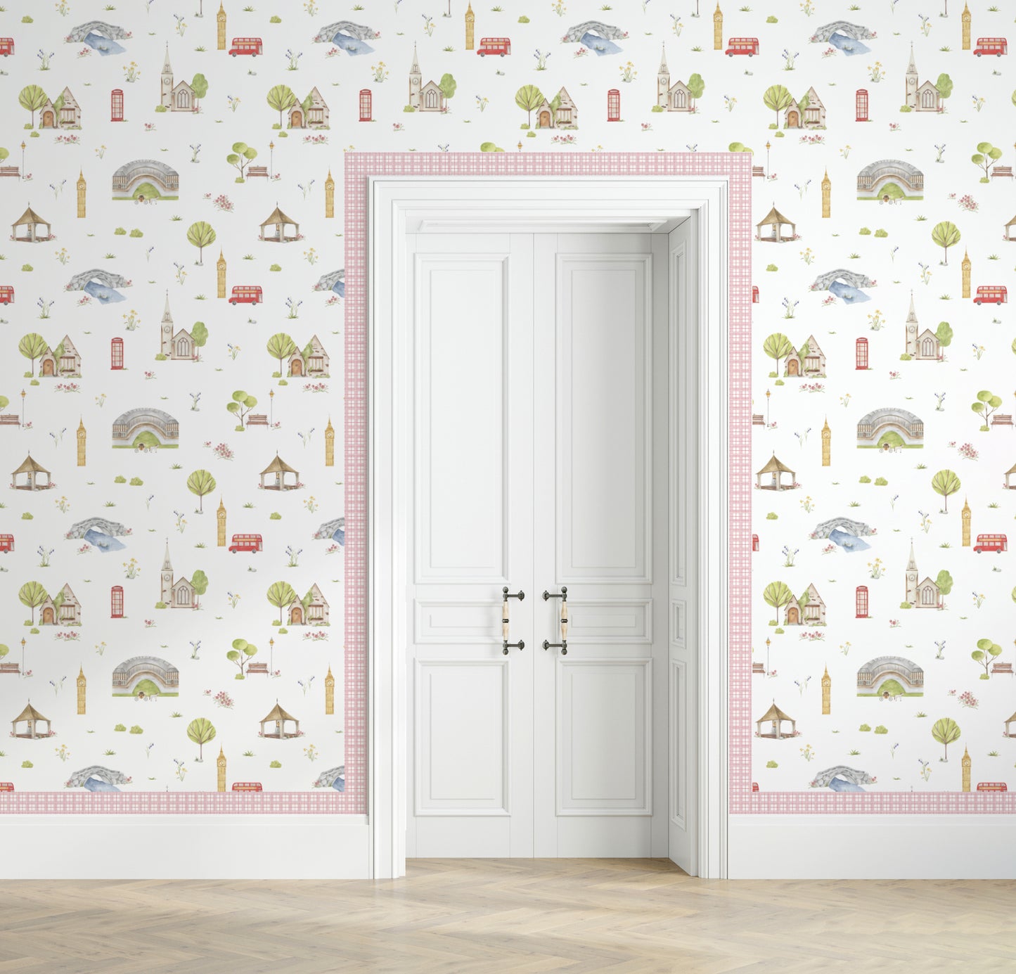 Coral Tartan Wallpaper Border