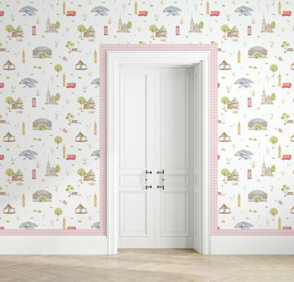 Coral Tartan Wallpaper Border