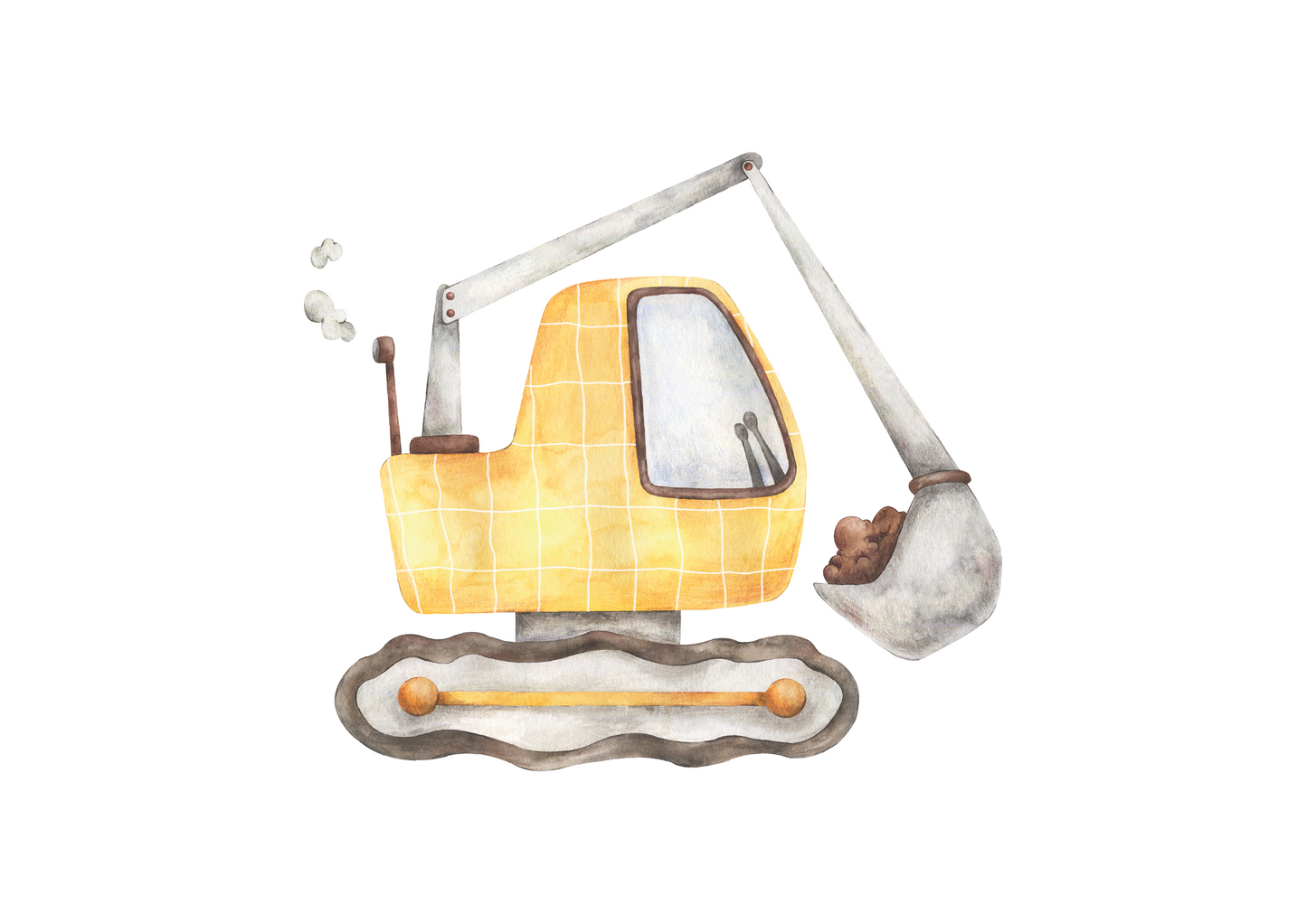 Excavator Nursery Art Print Landscape Orientation