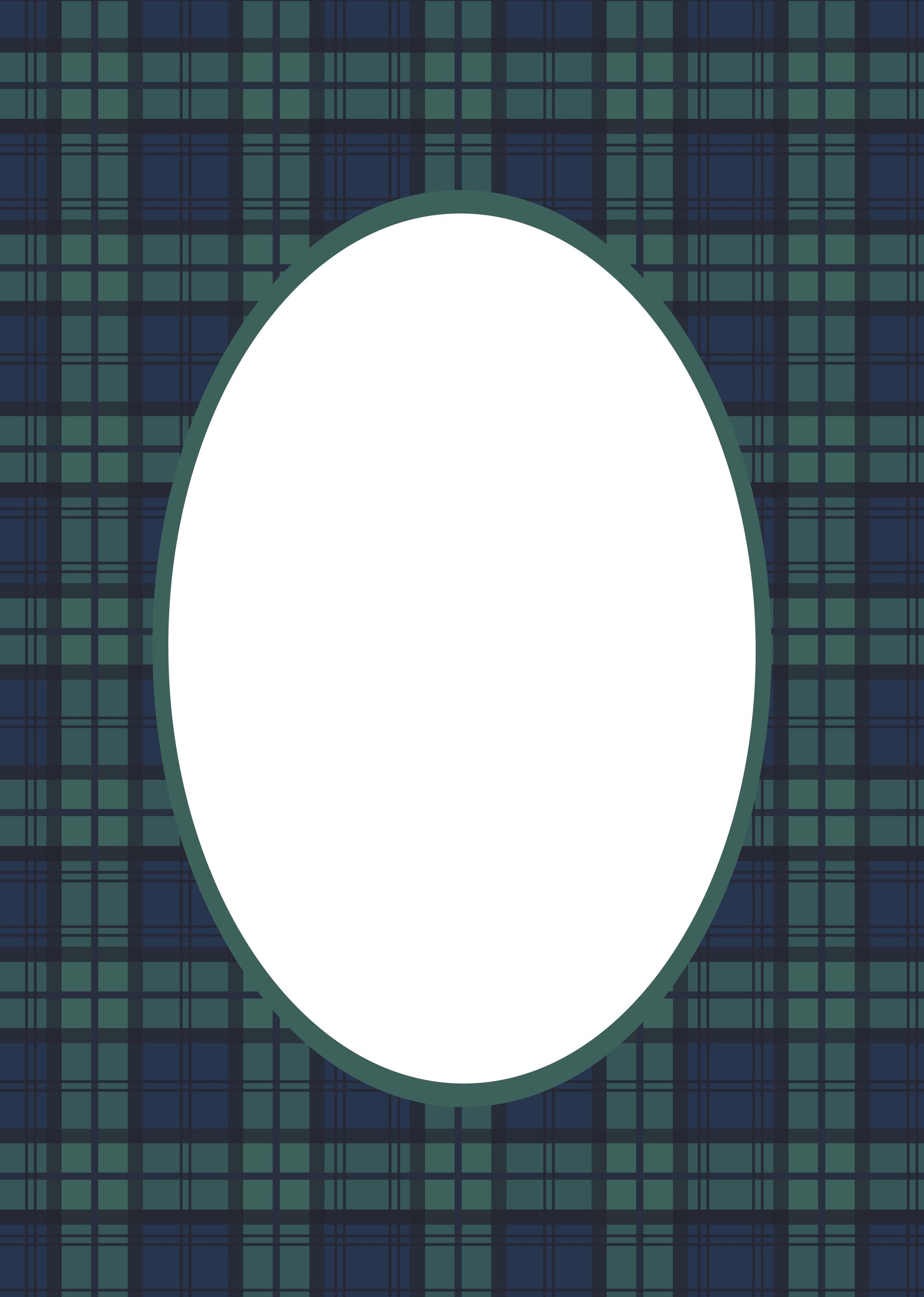 Black Watch Tartan Photo Mount - picture frame passepartout - oval aperture - Coeur et Maman