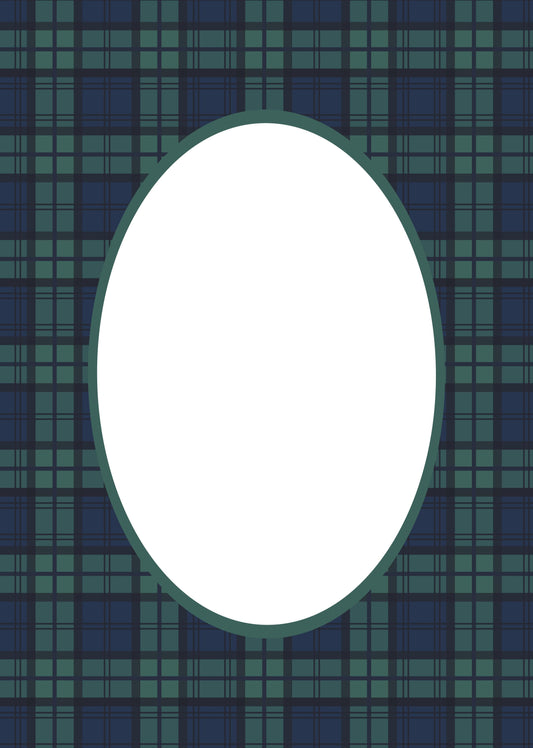 Green Oval Black Watch Tartan Photo Mat