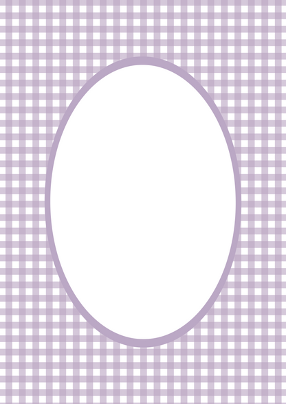 Gingham Photo Mount - picture frame passepartout - oval aperture - Coeur et Maman