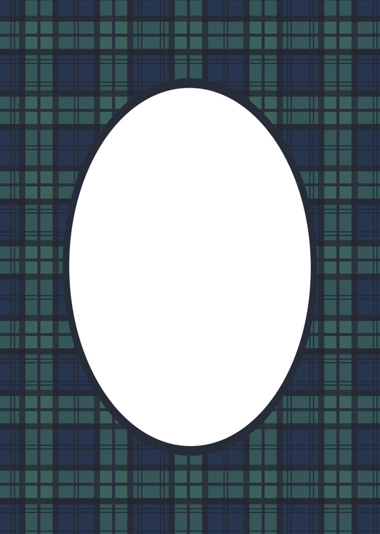 Navy Oval Black Watch Tartan Photo Mat