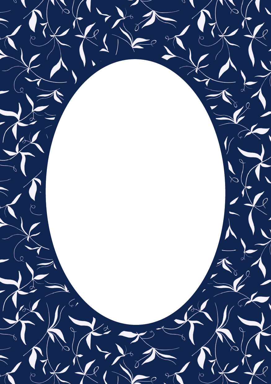 Navy Oval Botanical Patterned Photo Mat
