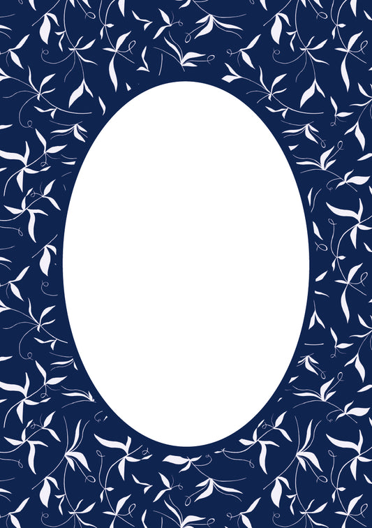 Navy Oval Botanical Patterned Photo Mat