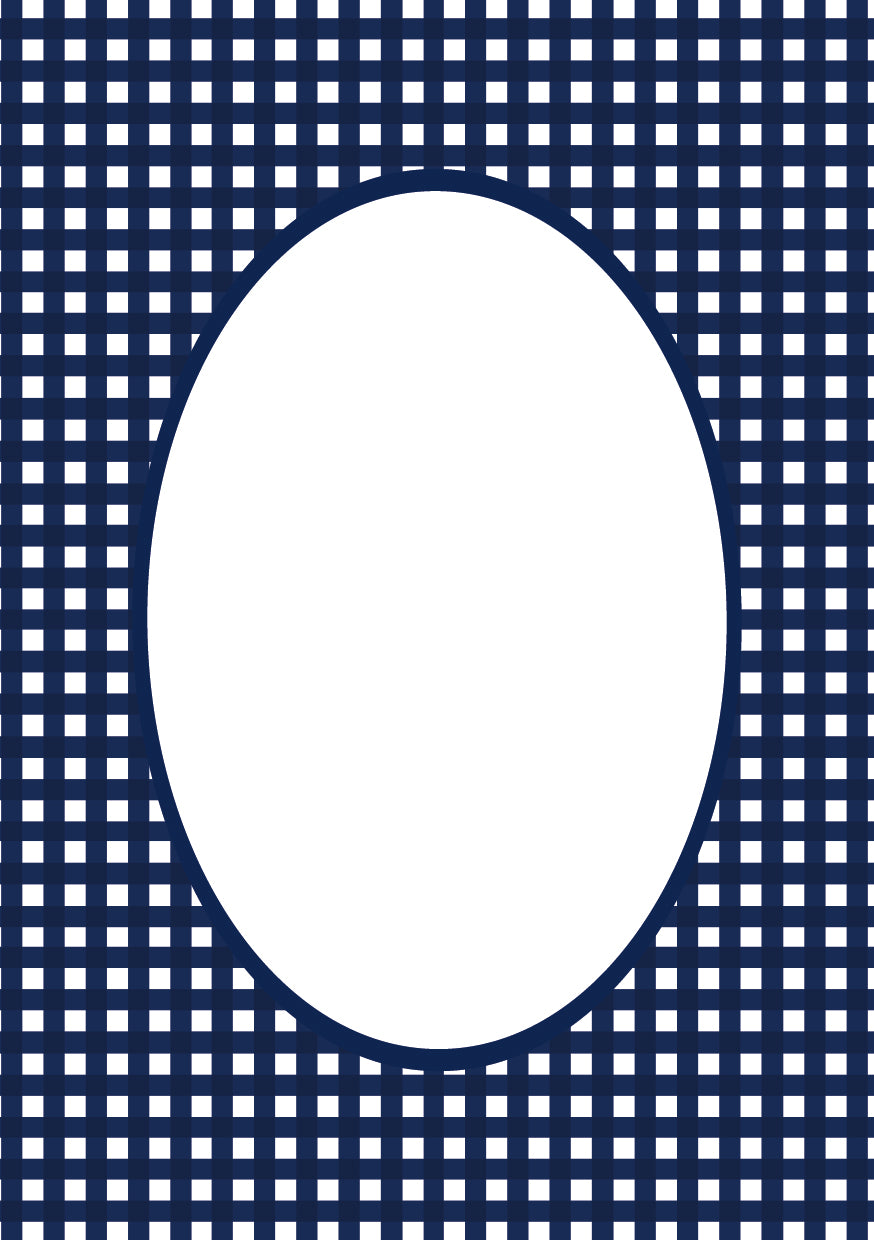 Navy Oval Gingham Photo Mat