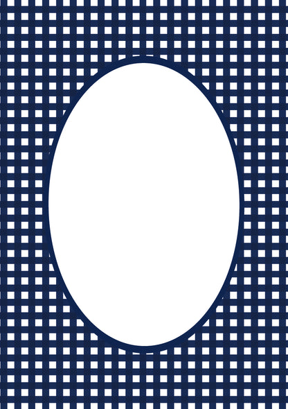 Gingham Photo Mount - picture frame passepartout - oval aperture - Coeur et Maman