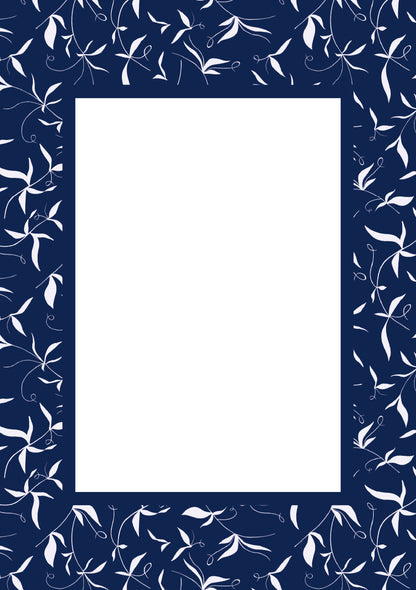 Navy Rectangular Botanical Patterned Photo Mat
