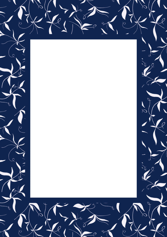 Navy Rectangular Botanical Patterned Photo Mat