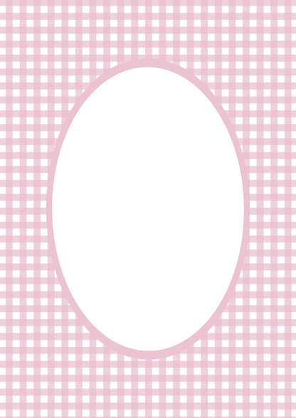 Gingham Photo Mount - picture frame passepartout - oval aperture - Coeur et Maman